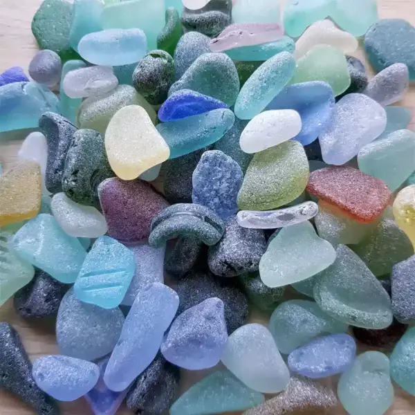 An assortment of vibrant authentic sea glass collected from the beach - Japan Sea Glass.