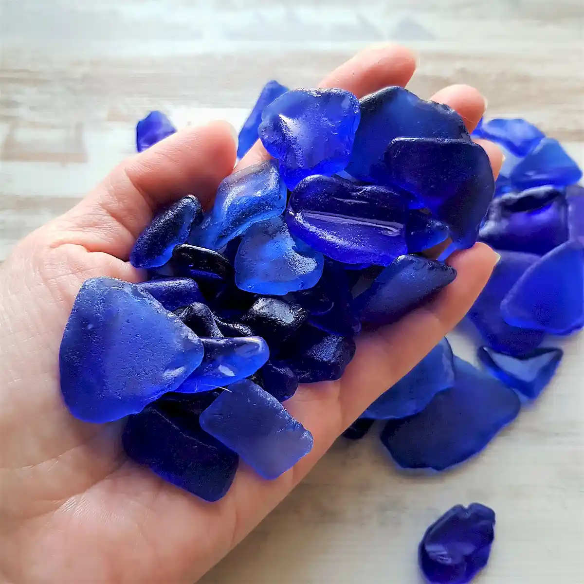handful of cobalt blue sea glass - Japan Sea Glass