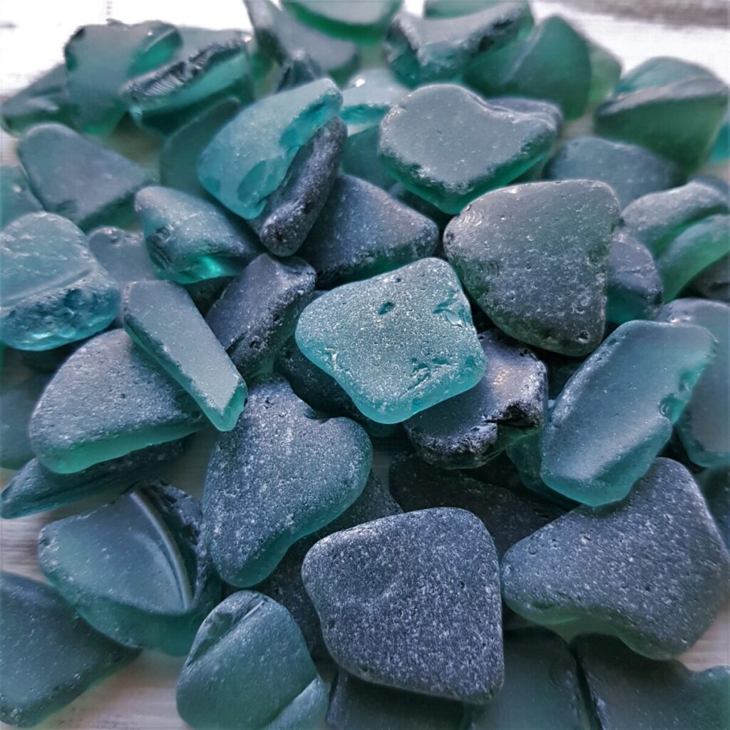 Genuine beach glass: small deep teal sea glass for crafting.