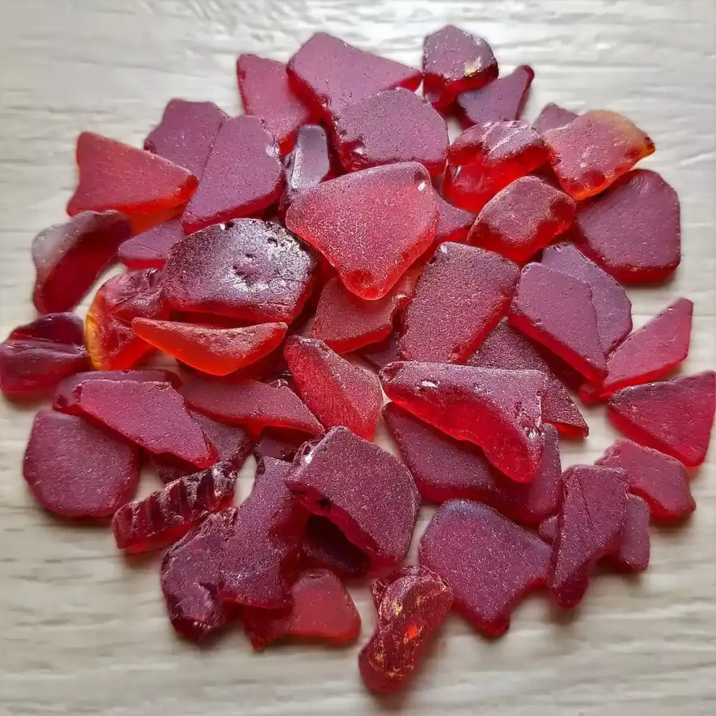 Frosty Red Sea glass :A unique natural element, perfect for home decor adding charm to a coastal style - Japan Sea glass