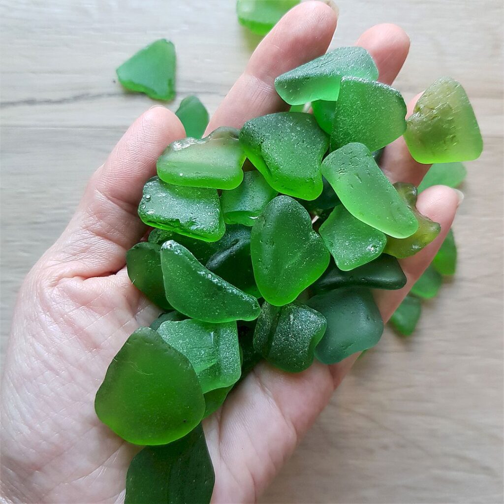 Handful of fine green seaglass:best choice for crafts