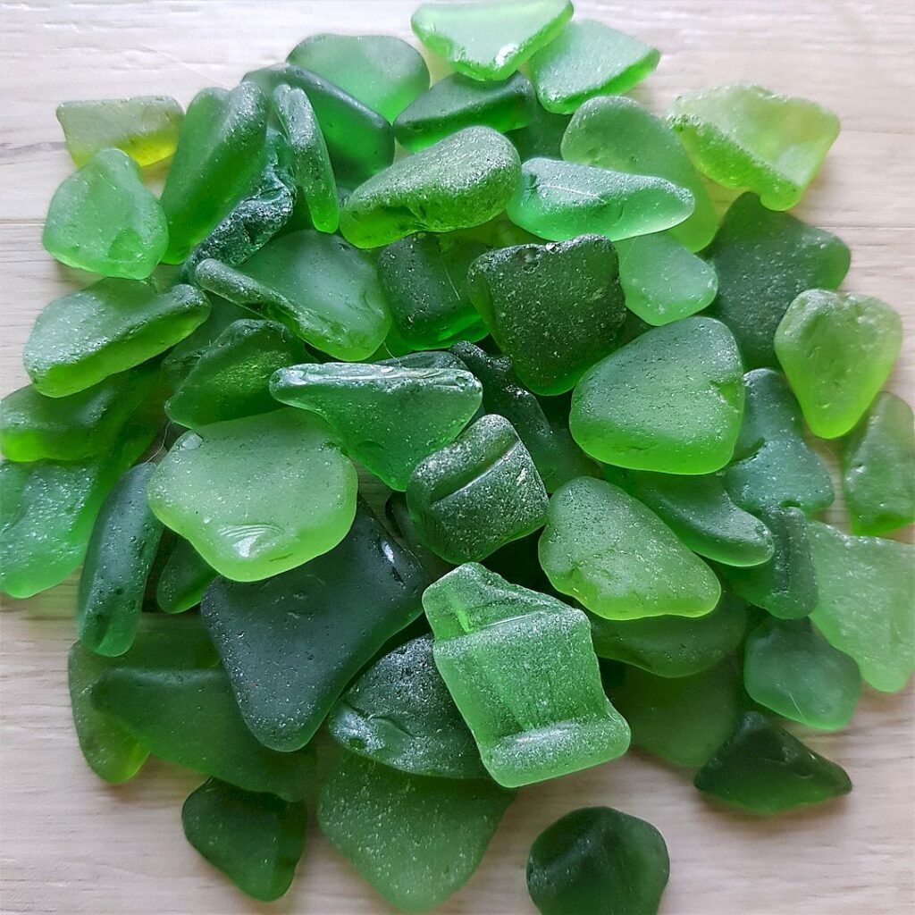 Fine green sea glass is an excellent choice for making sea glass trees.