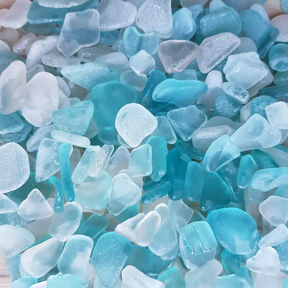 Genuine Aqua and white sea glass for crafts - Japan Sea glass
