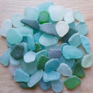 Well aged natural ocean glass in aqua, sea foam and teal colours - Japan Sea Glass
