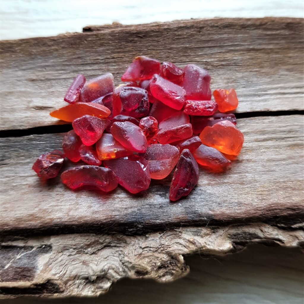 Tiny Red Sea glass. The unique red sea glass chips are perfect for creating mosaics and add charm to coastal decor _japan Sea Glass