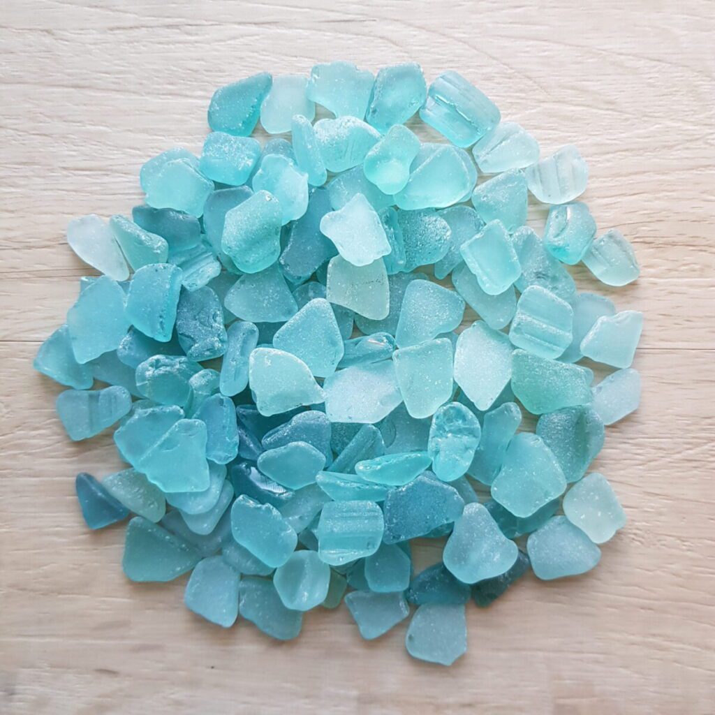 Tiny Aqua blue sea glass: great for crafts or beach art.