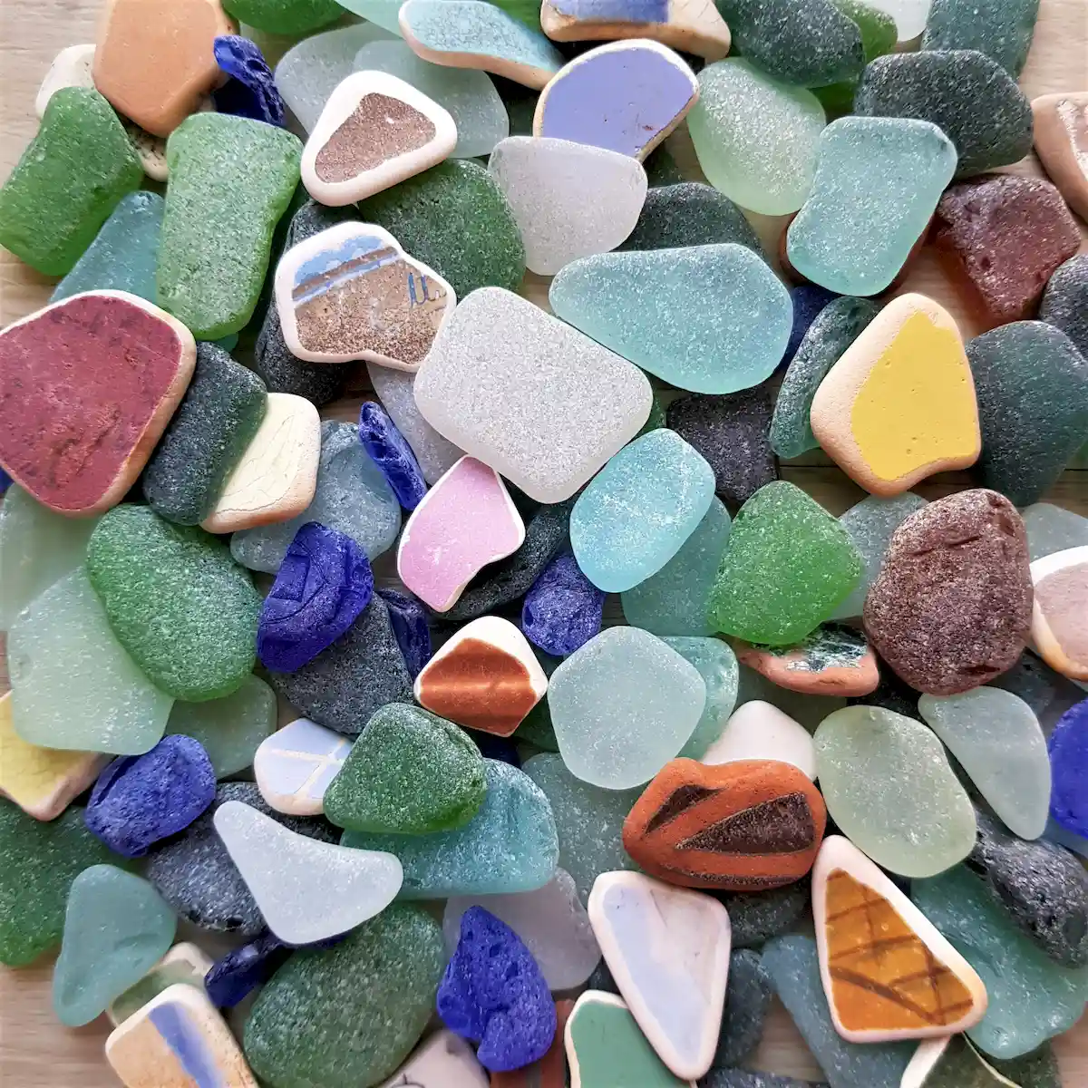 Real ocean sea glass and pottery pieces.