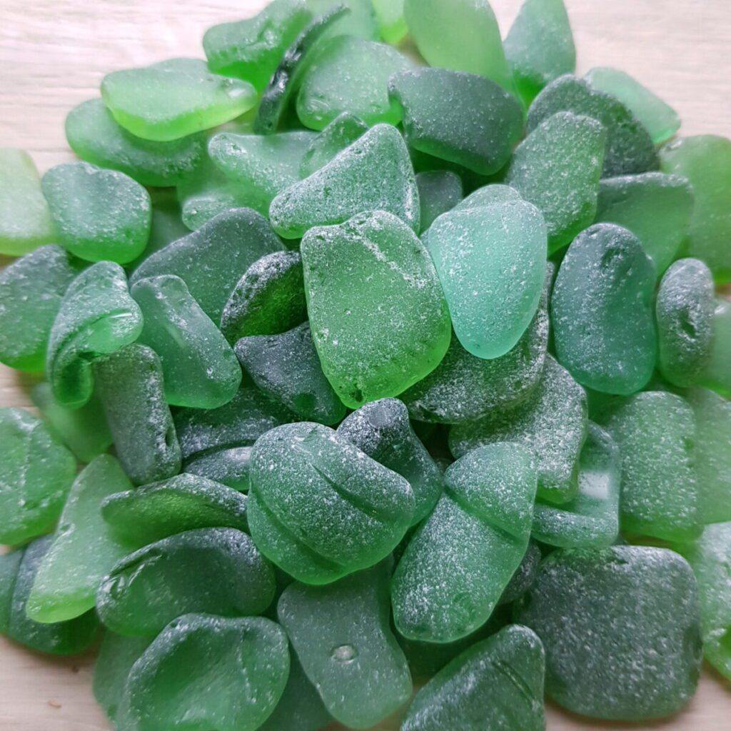Genuine green-colored sea glass:best choice for making sea glass trees!