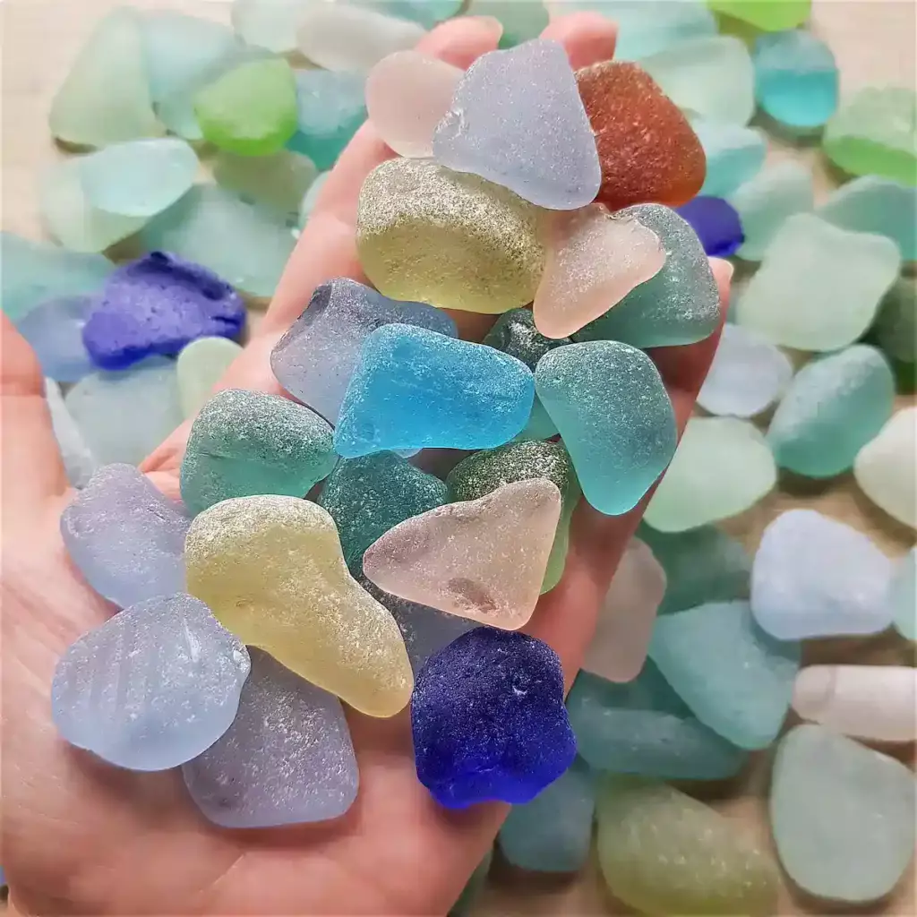 Handfull of Colorful Genuine Sea Glass: Natural material for beach art