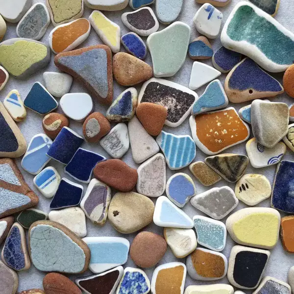 Authentic colorful sea pottery. A great natural element, perfect for mosaic making and pottery art