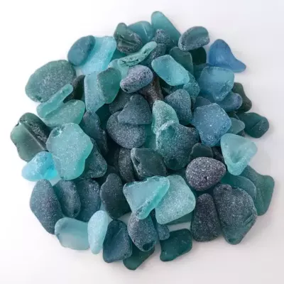 All shades of natural teal sea glass - Japan Sea Glass