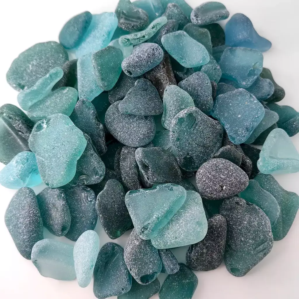Natural teal sea glass