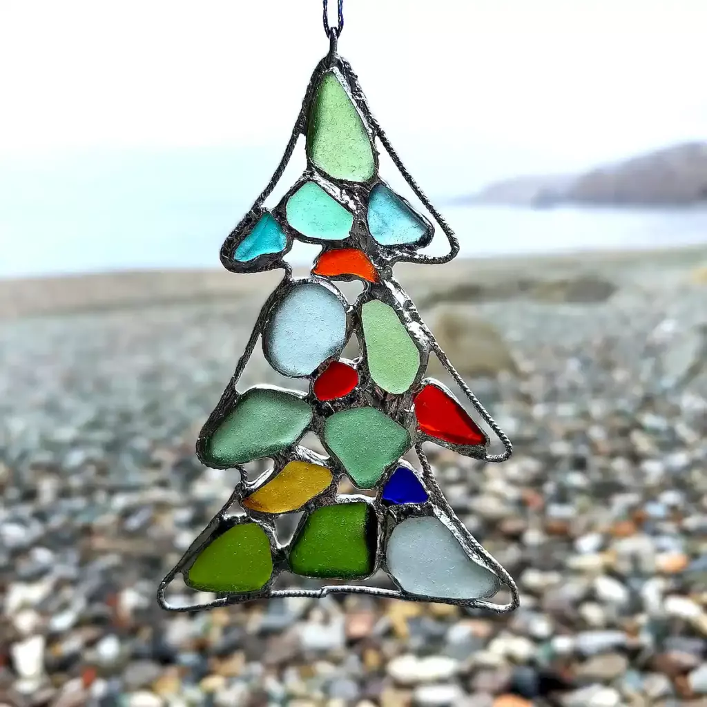 Sea glass Christmas tree suncatcher