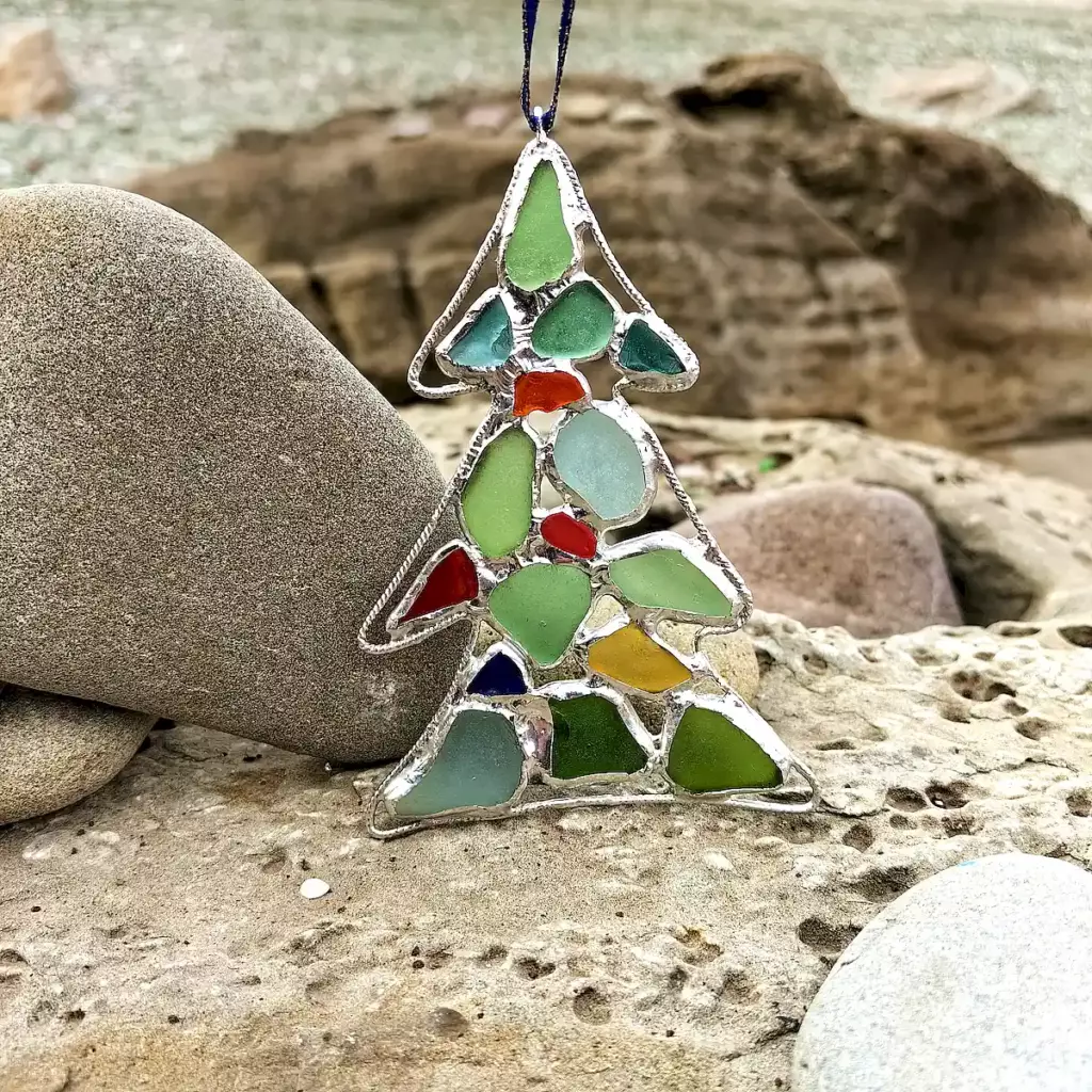 Sea glass Christmas tree decor