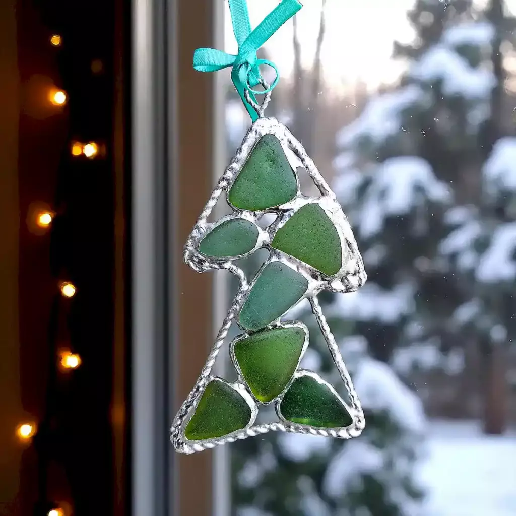 Seaglass Christmas tree ornament