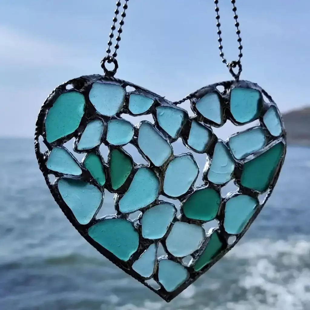 Heart Sea Glass Suncatcher