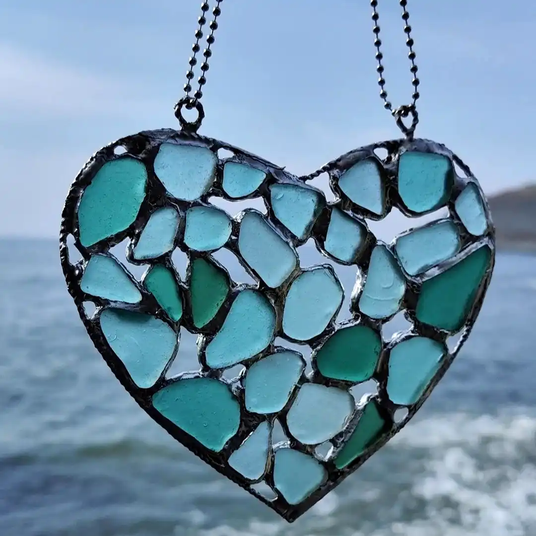 Heart Sea Glass Suncatcher