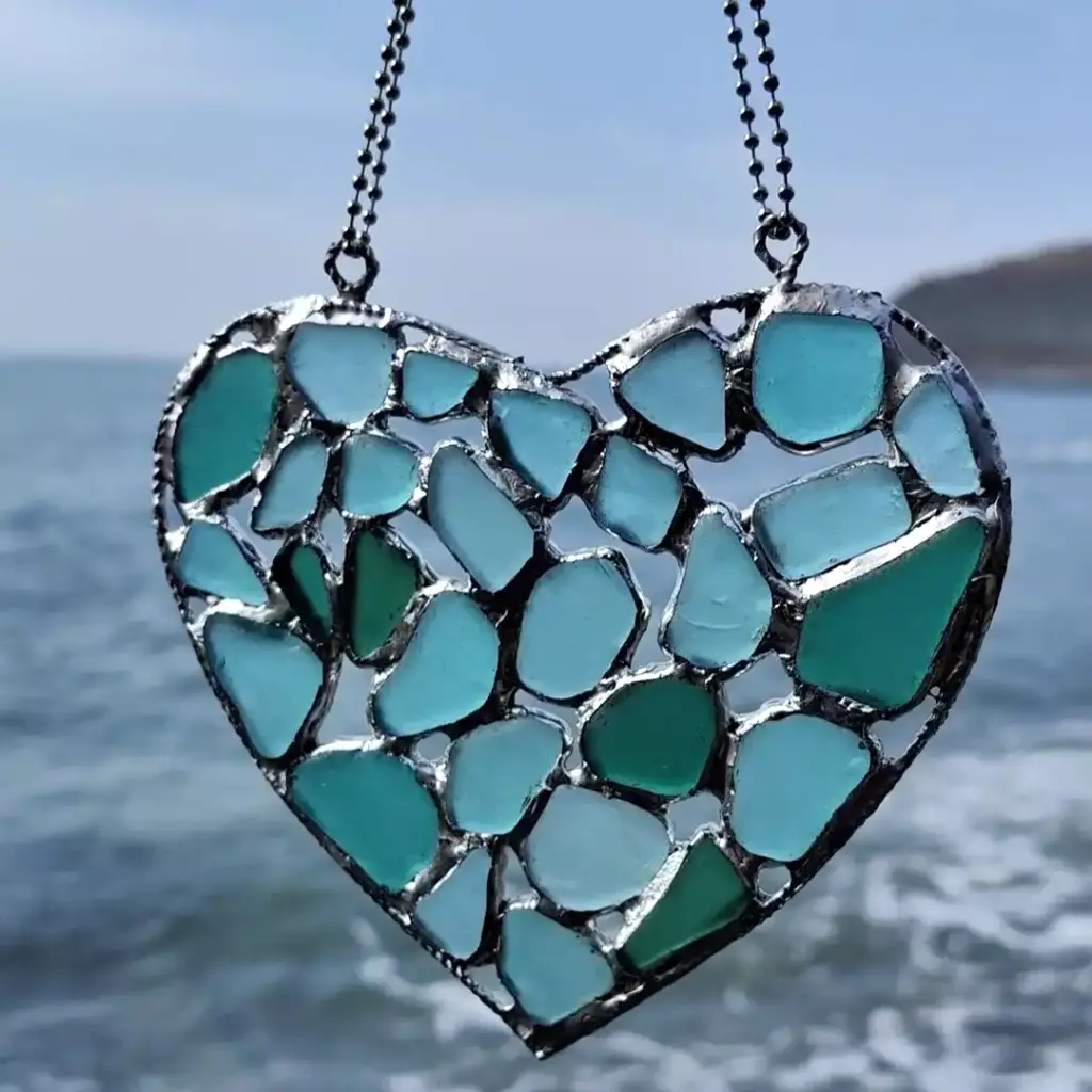 Heart Sea Glass Suncatcher
