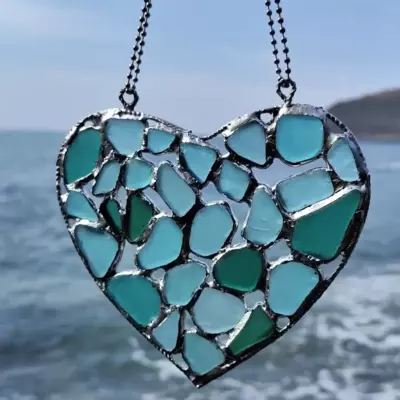 Heart Sea Glass Suncatcher