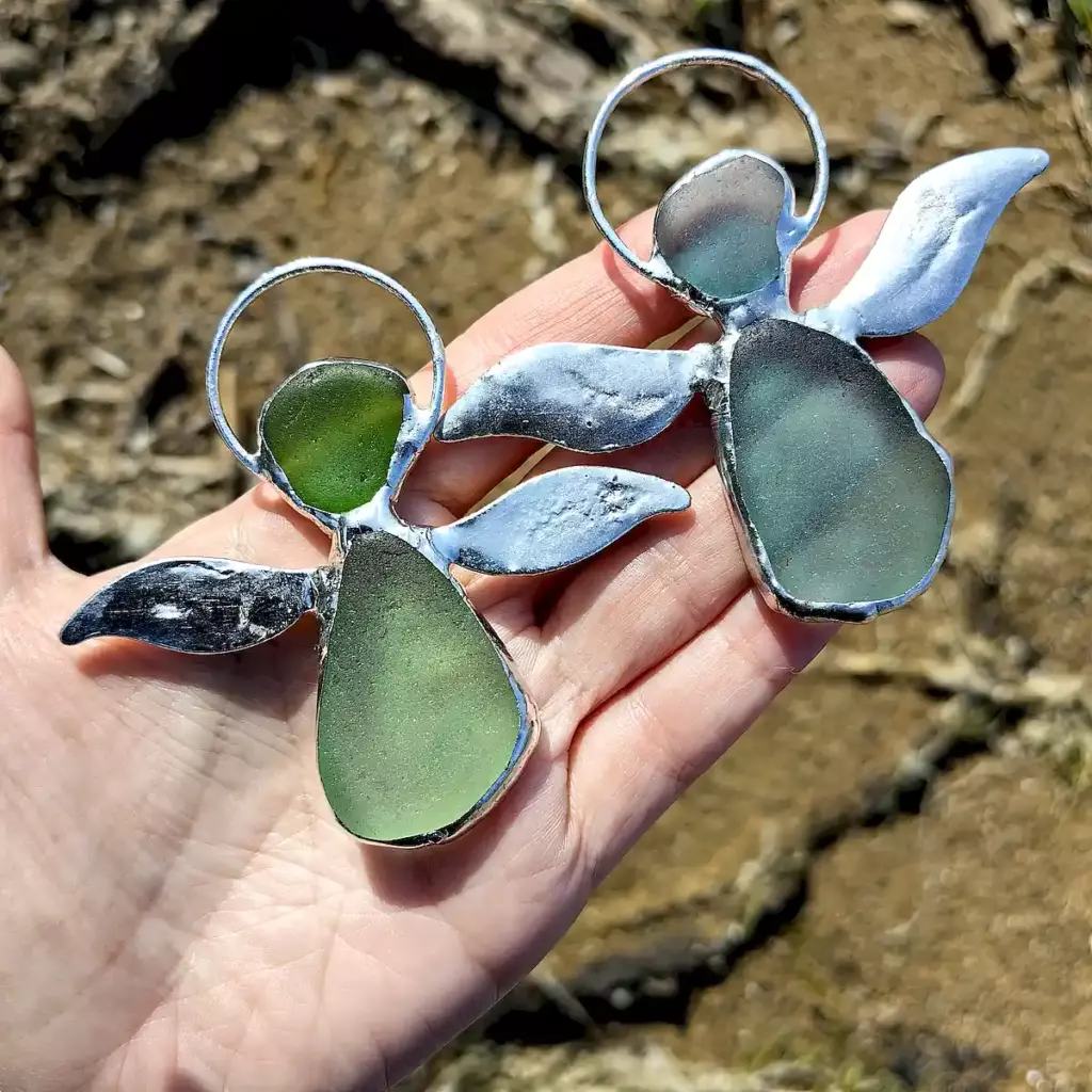 beautiful genuine sea glass angels