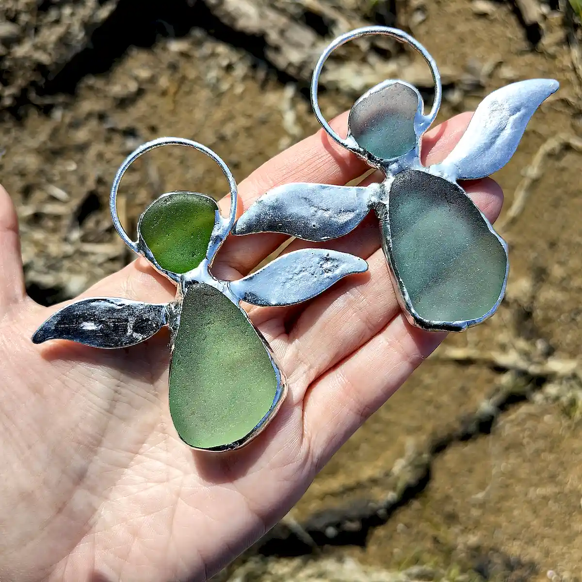 beautiful genuine sea glass angels