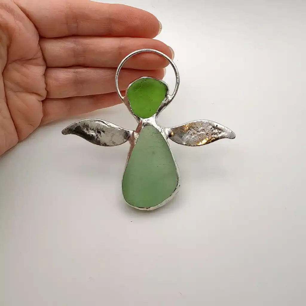 green sea glass angel