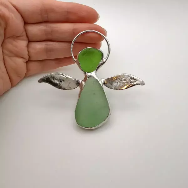 green sea glass angel