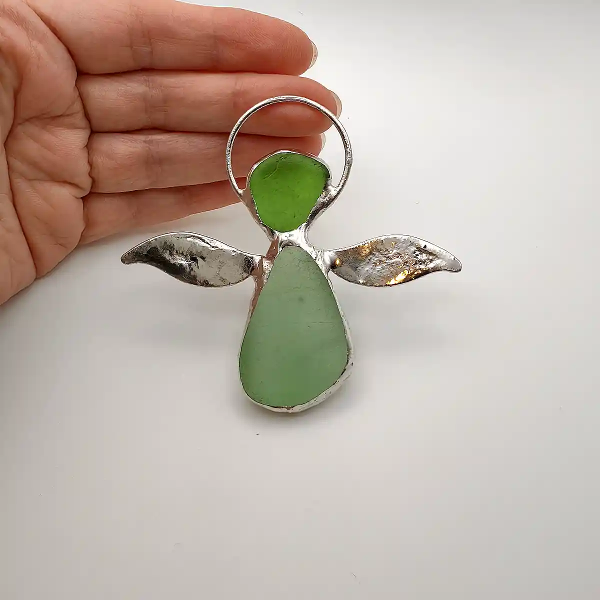 green sea glass angel