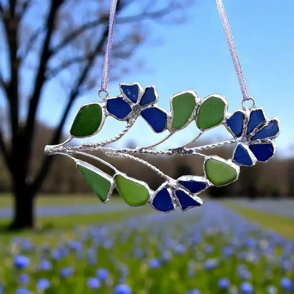 flower branch sea glass suncatcher