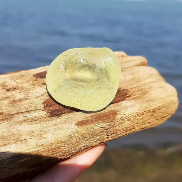 Frosty yellow bottom- Japan Sea glass