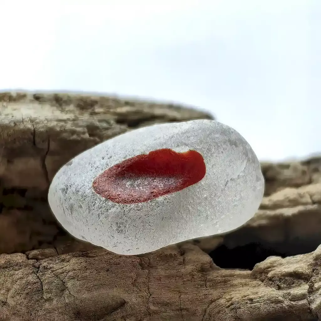 one of a kind extra thick red/white rare sea glass