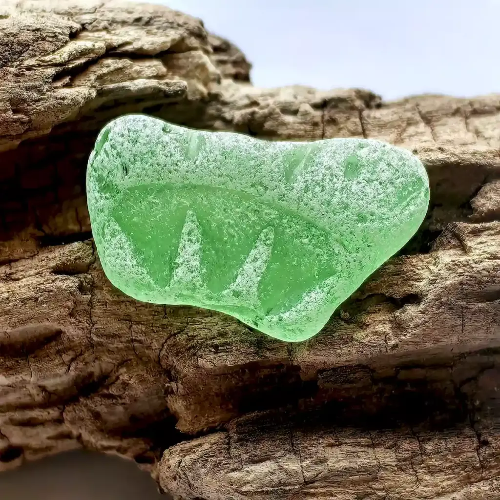 Patterned Apple Green Sea Glass