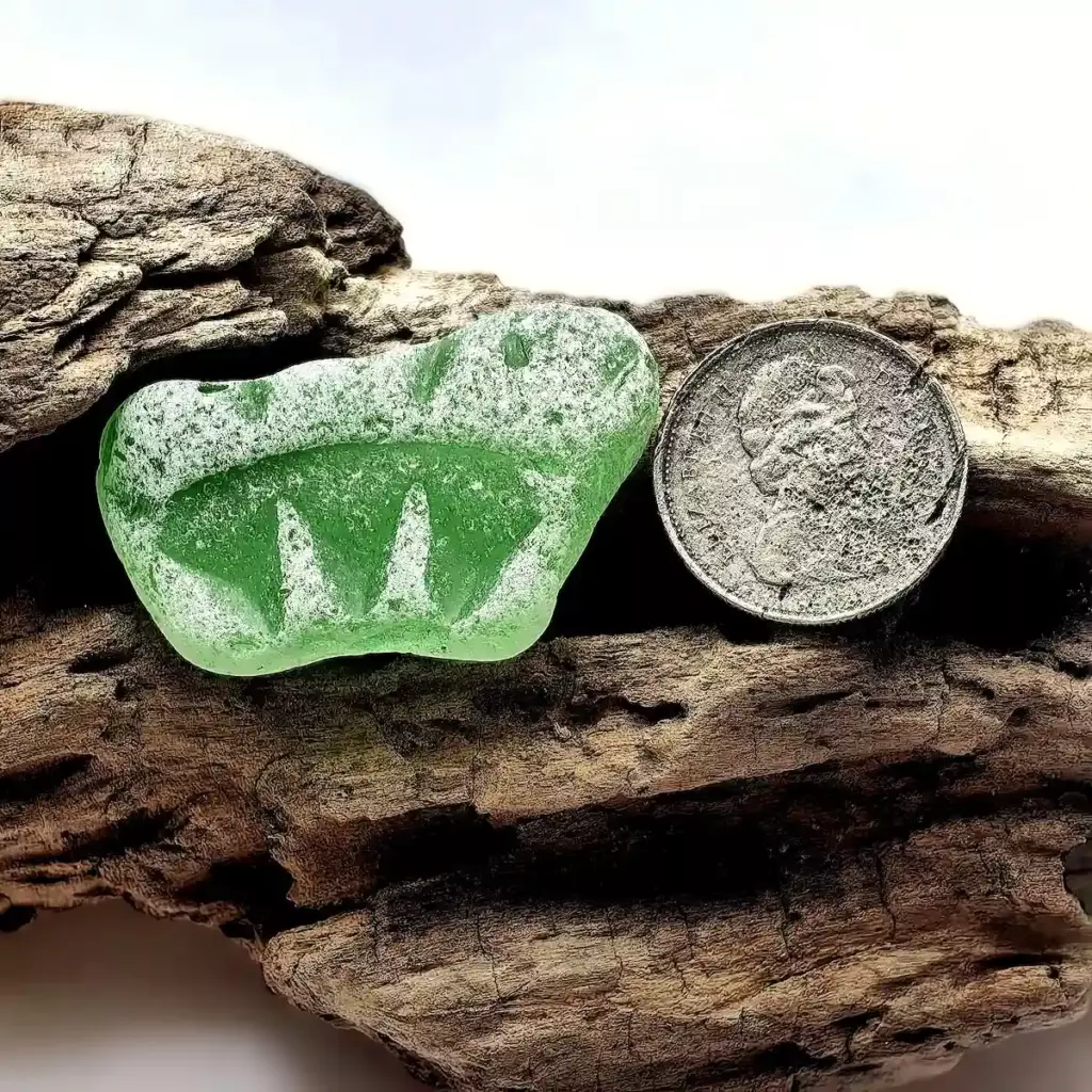Patterned Apple Green Sea Glass