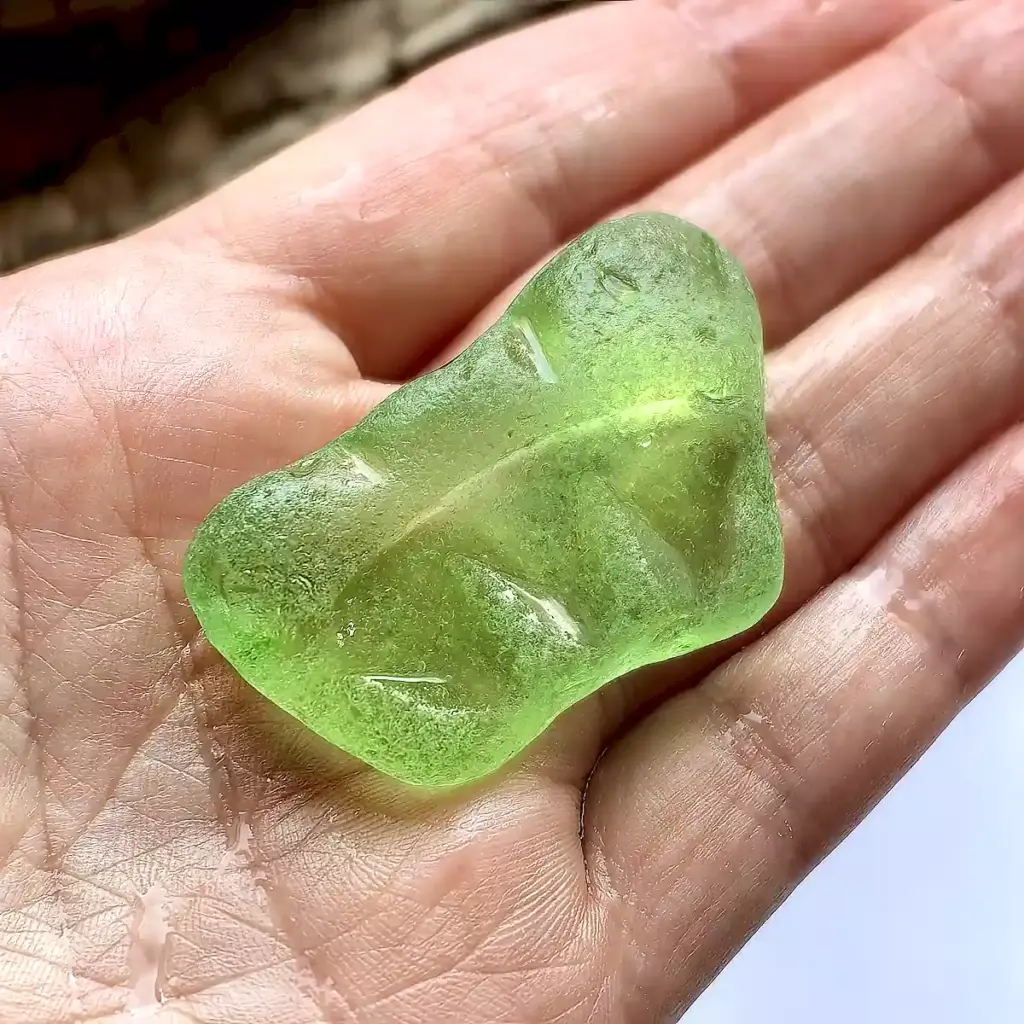 Textured Apple Green Sea Glass