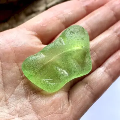 Textured Apple Green Sea Glass