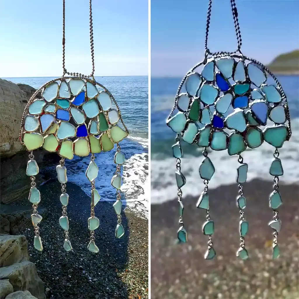 Jelly Fish Suncatcher – Genuine Sea Glass Art