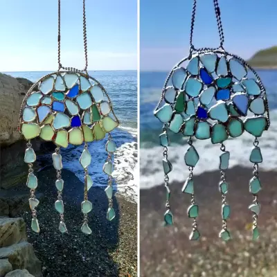 Jelly Fish Suncatcher – Genuine Sea Glass Art