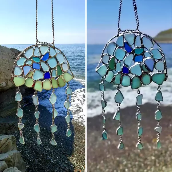 Jelly Fish Suncatcher – Genuine Sea Glass Art