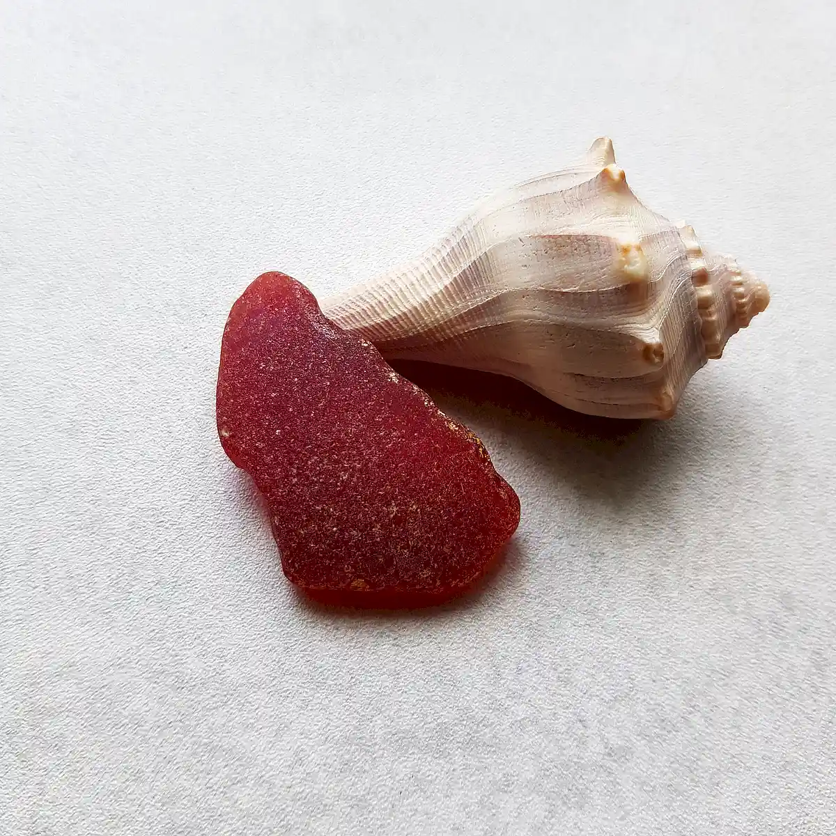 Genuine large red ocean glass