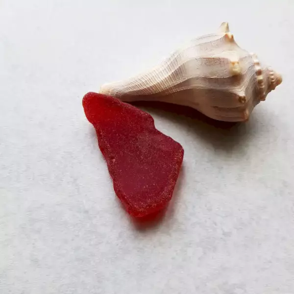 Genuine large red ocean glass