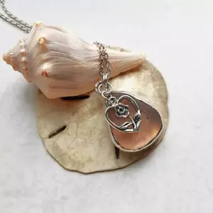 Flower Pink Sea Glass Pendant