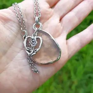 Flower Pink Sea Glass Pendant