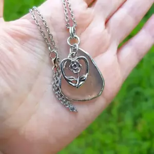 Flower Pink Sea Glass Necklace