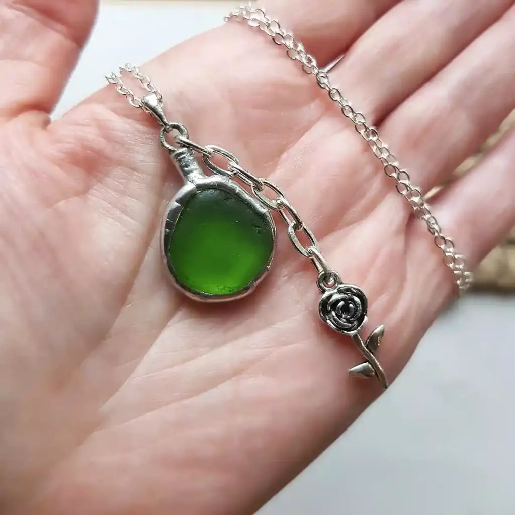 Everyday green sea glass necklace