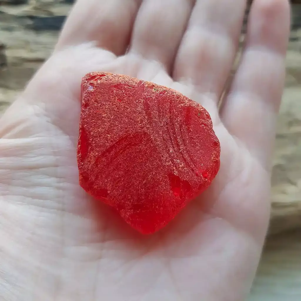 Extra Large Genuine Red UV Sea Glass - Japan Sea glass