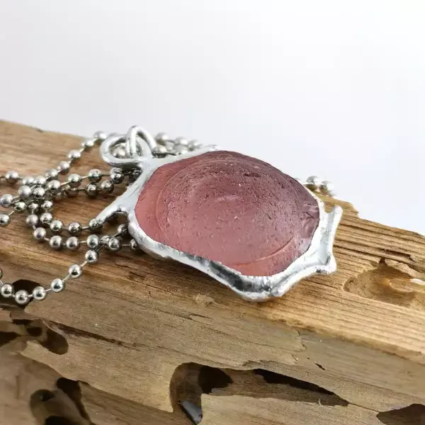 Genuine Pink Sea Glass Pendant - Japan Sea glass