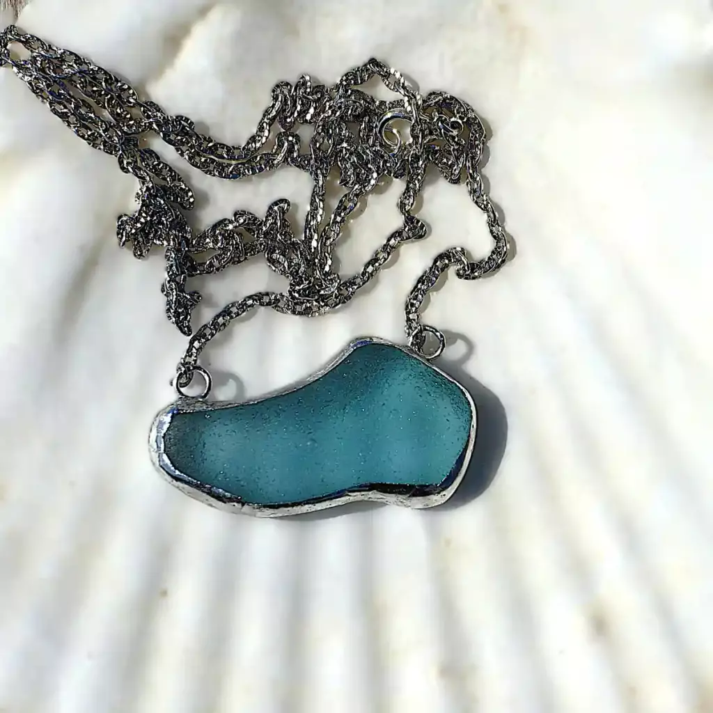 Soldered Teal Sea Glass Necklace