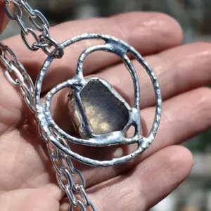 Opalescent Sea Glass Heart Necklace - Japan Sea glass