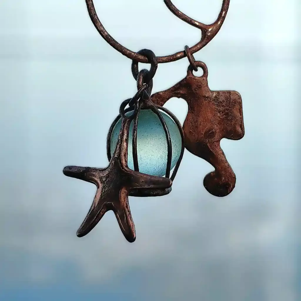 Codd Marble Jewelry and Seahorse & Starfish OOAK Charms - Japan sea glass