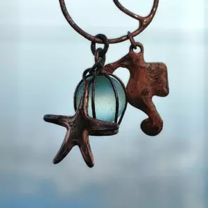 Codd Marble Jewelry and Seahorse & Starfish OOAK Charms - Japan sea glass